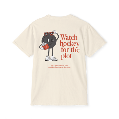 Watch Hockey for the Plot Pocket Tee