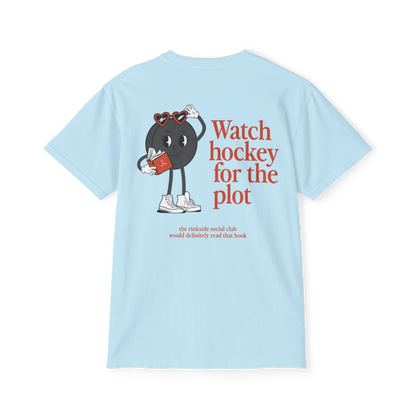 Watch Hockey for the Plot Pocket Tee