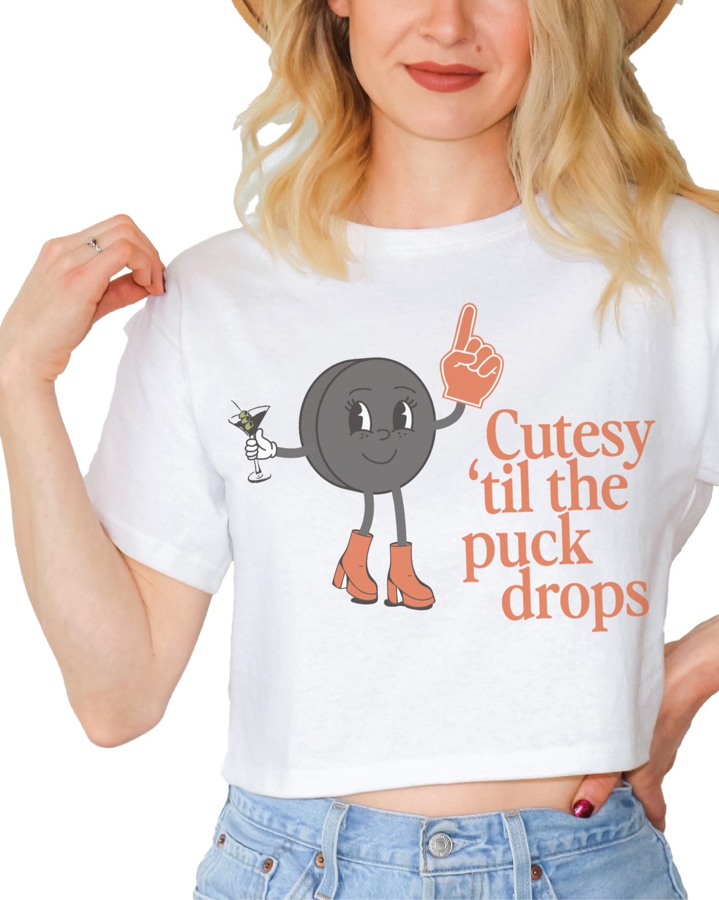 Cutesy til the Puck Drops Cropped Tee