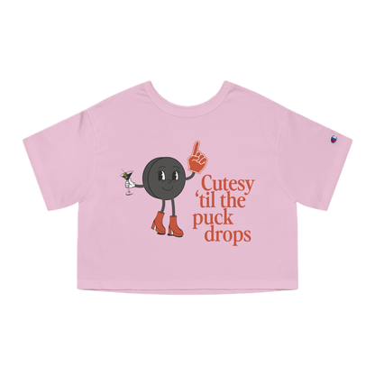 Cutesy til the Puck Drops Cropped Tee
