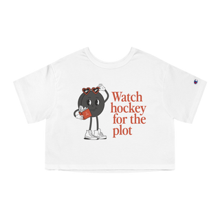 Watch Hockey for the Plot Cropped Tee
