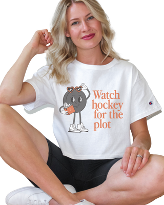 Watch Hockey for the Plot Cropped Tee