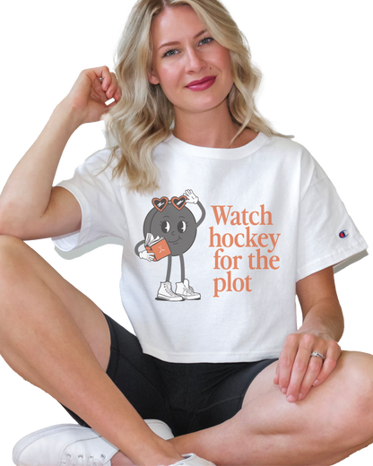 Watch Hockey for the Plot Cropped Tee