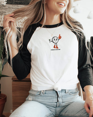 Cutesy Puck Girl Embroidered Baseball Tee